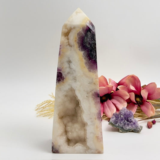 Large Fluorite in Agate Tower Crystal Generator