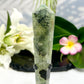 Prehnite with Epidote Wand with Stand Healing Crystal Carving