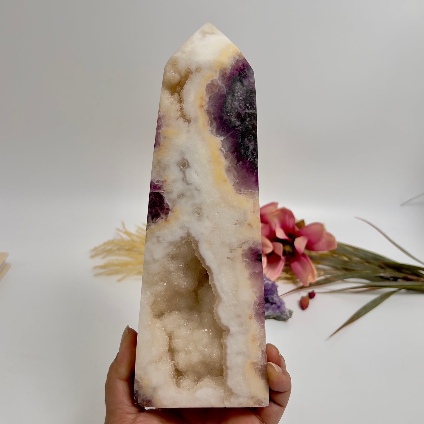 Large Fluorite in Agate Tower Crystal Generator