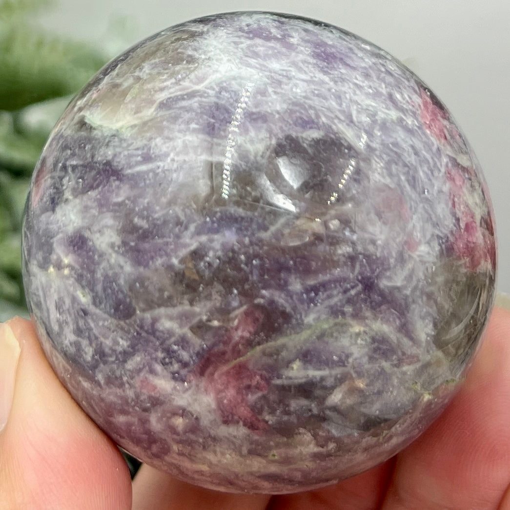 Pegmatite Unicorn Stone Mica Tourmaline Quartz Sphere Crystal Ball 234g 55mm