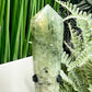 Prehnite with Epidote Wand with Stand Healing Crystal Carving