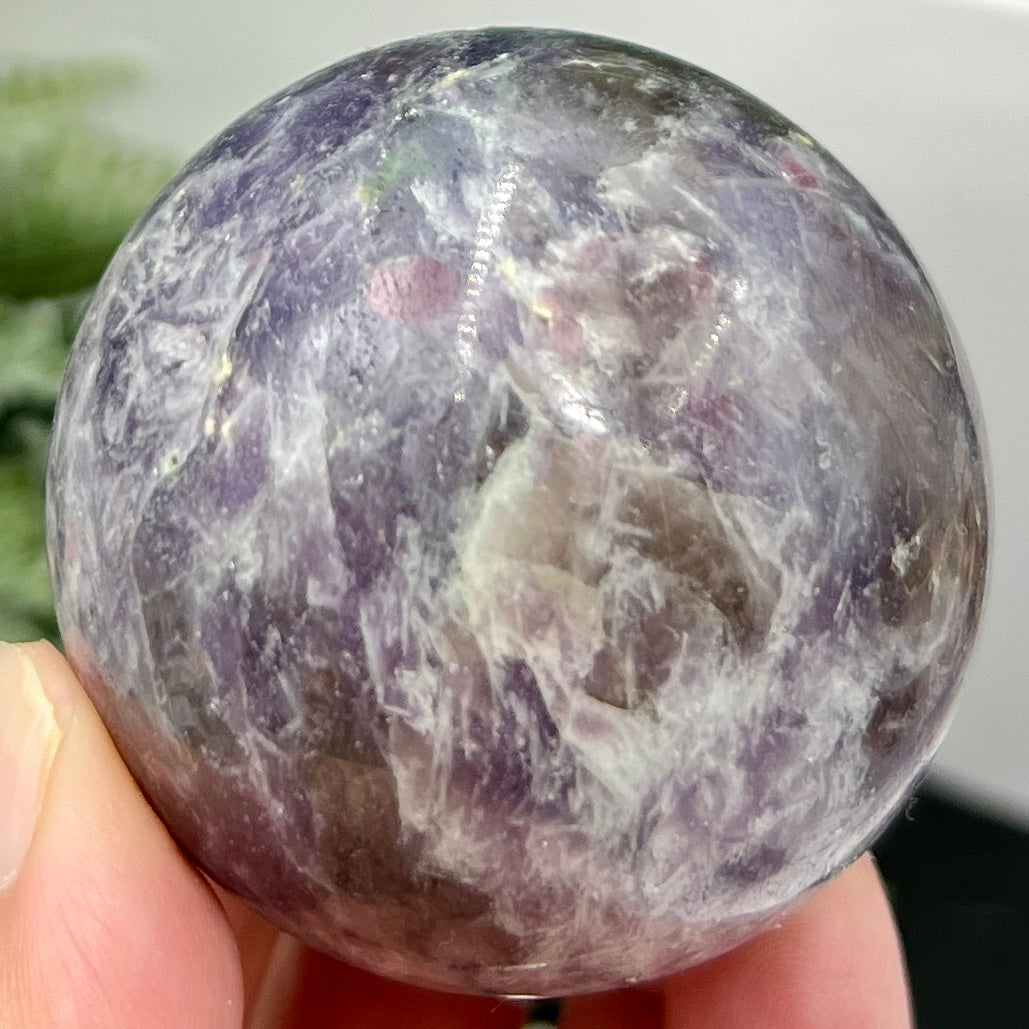 Pegmatite Unicorn Stone Mica Tourmaline Quartz Sphere Crystal Ball 234g 55mm