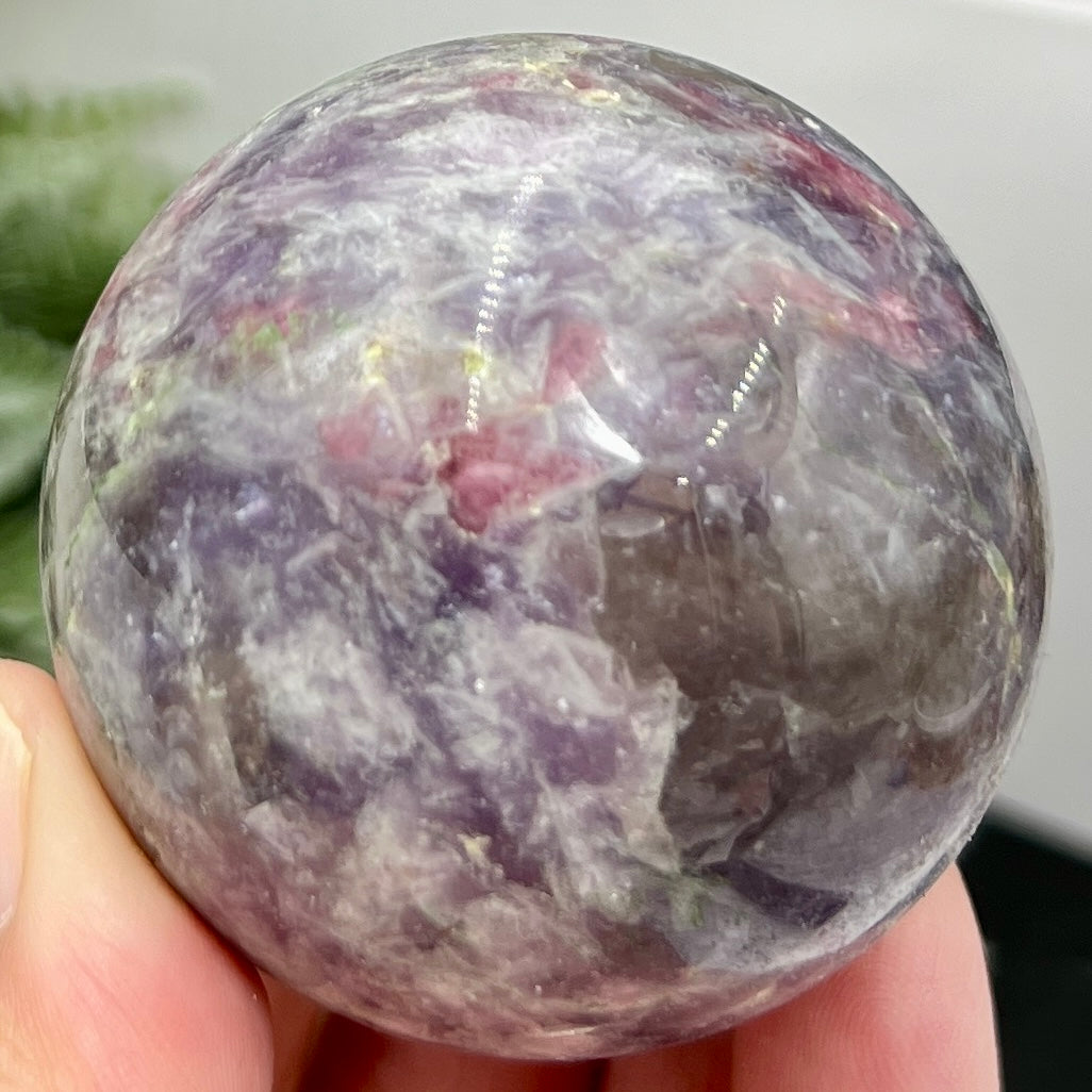 Pegmatite Unicorn Stone Mica Tourmaline Quartz Sphere Crystal Ball 234g 55mm