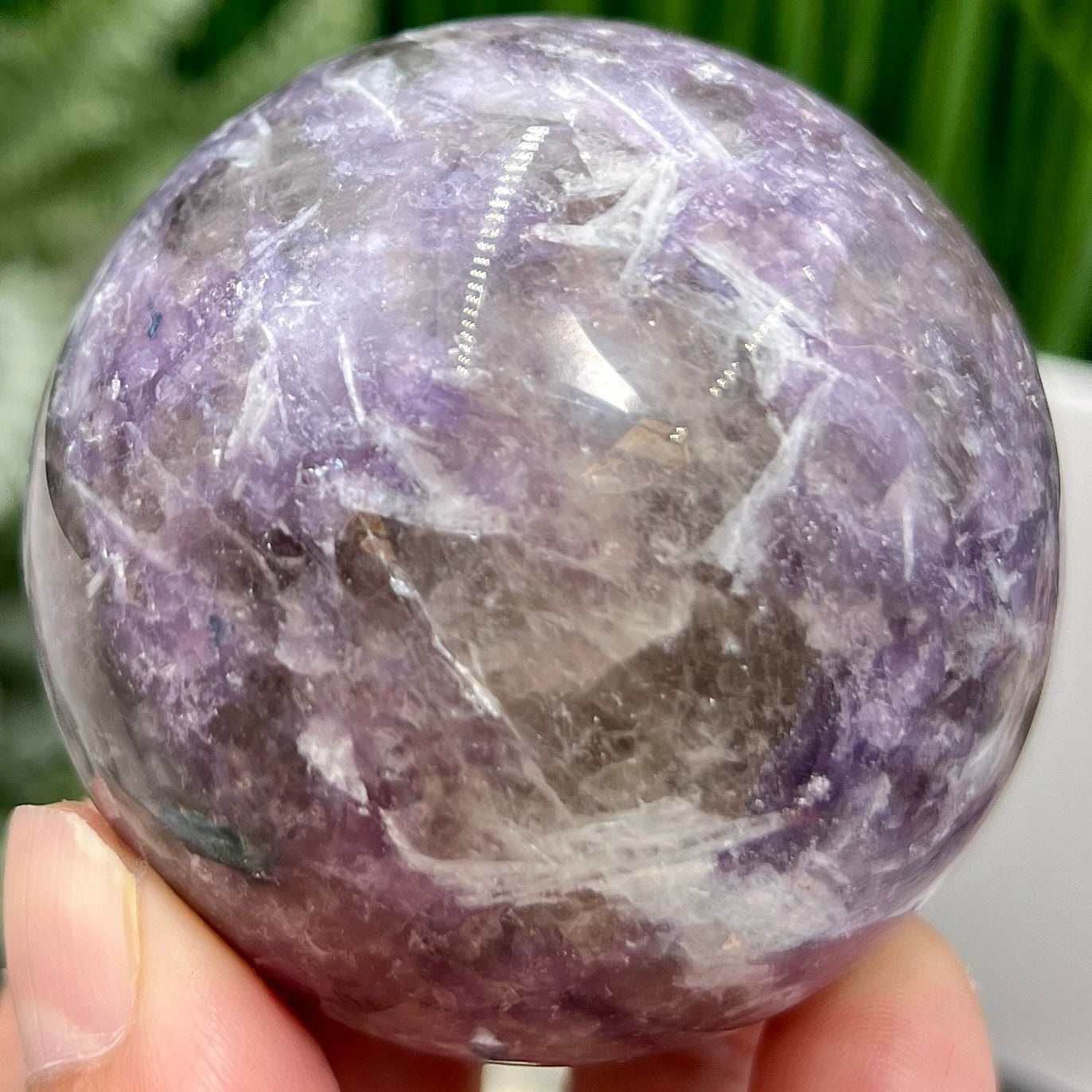 Pegmatite Unicorn Stone Mica Tourmaline Quartz Sphere Crystal Ball 298g 60mm