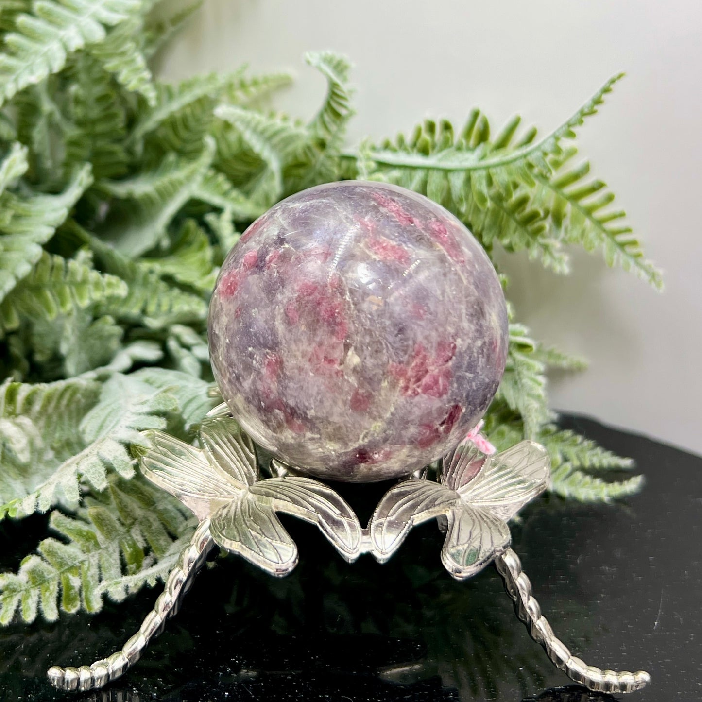 Pegmatite Unicorn Stone Mica Tourmaline Quartz Sphere Crystal Ball 212g 53mm