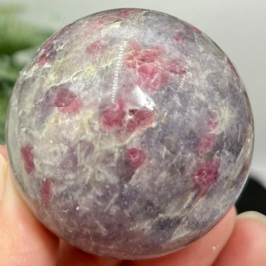 Pegmatite Unicorn Stone Mica Tourmaline Quartz Sphere Crystal Ball 212g 53mm