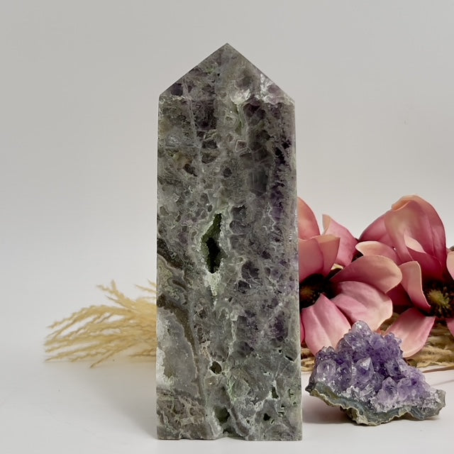 Large Druzy Sphalerite Purple Green Fluorite Tower Crystal Generator