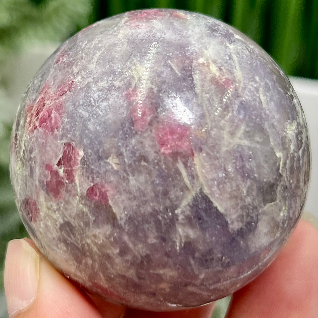 Pegmatite Unicorn Stone Mica Tourmaline Quartz Sphere Crystal Ball 212g 53mm