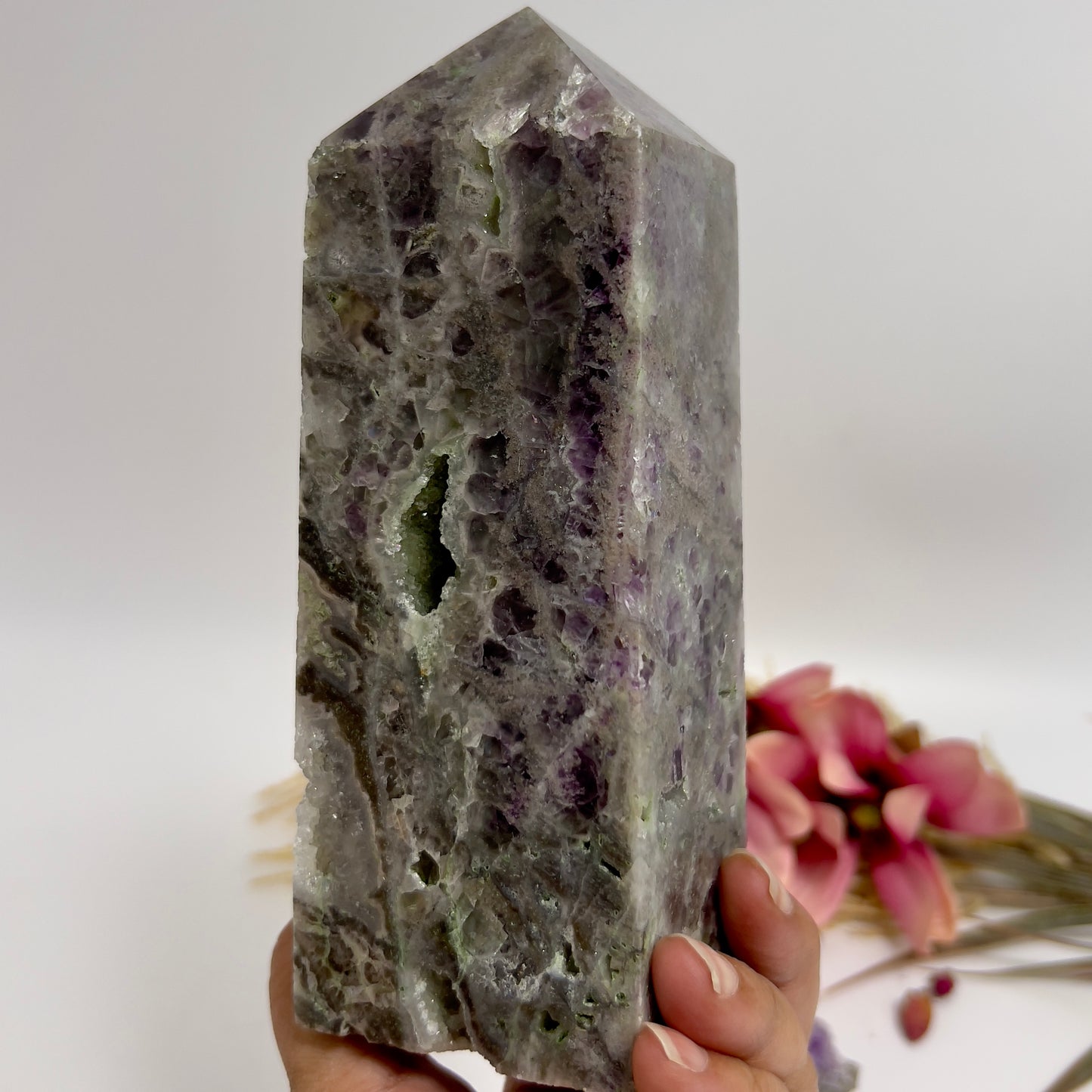 Large Druzy Sphalerite Purple Green Fluorite Tower Crystal Generator