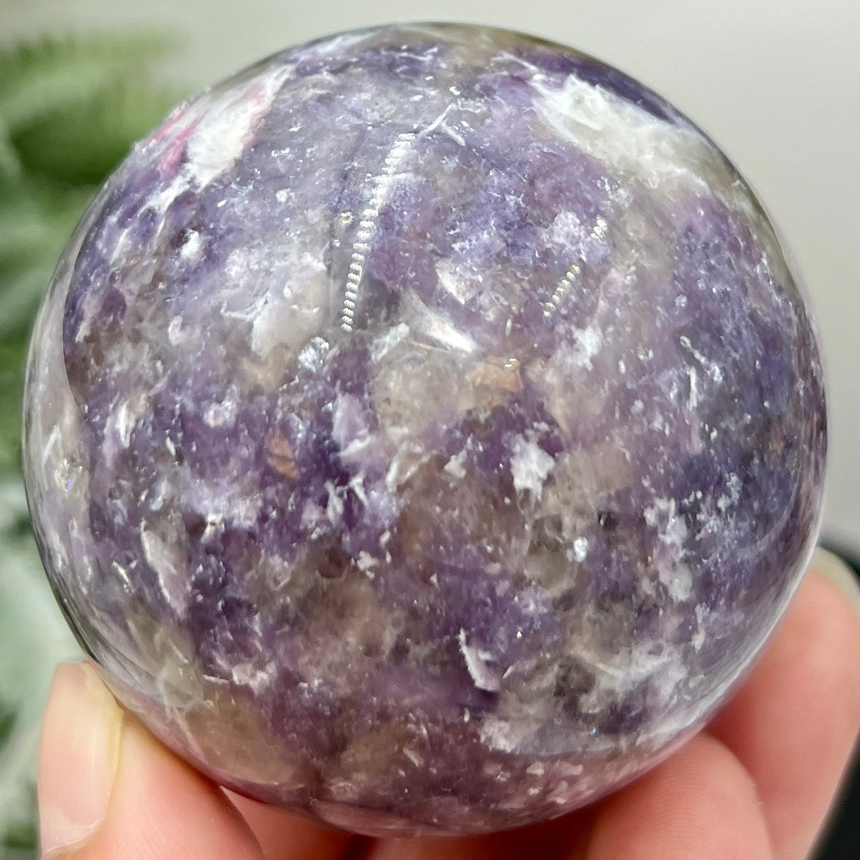 Pegmatite Unicorn Stone Mica Tourmaline Quartz Sphere Crystal Ball 298g 59mm