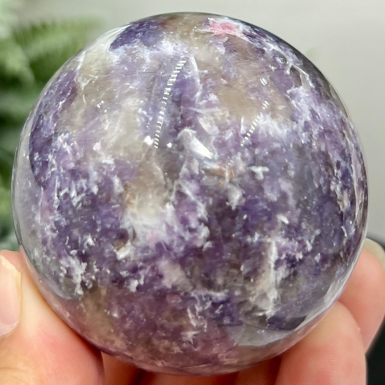 Pegmatite Unicorn Stone Mica Tourmaline Quartz Sphere Crystal Ball 298g 59mm