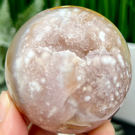 Pink Amethyst Flower Agate Sphere Crystal Ball 316g 62mm