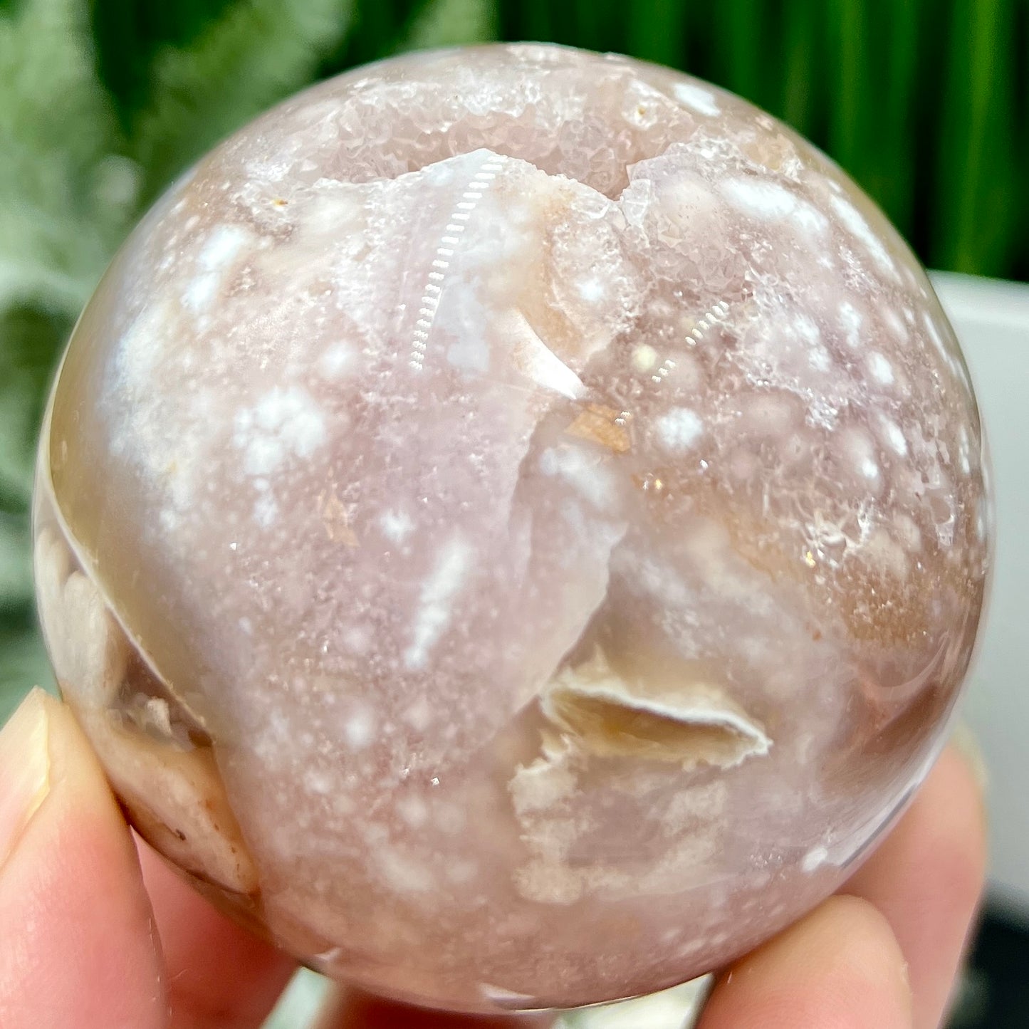 Pink Amethyst Flower Agate Sphere Crystal Ball 316g 62mm