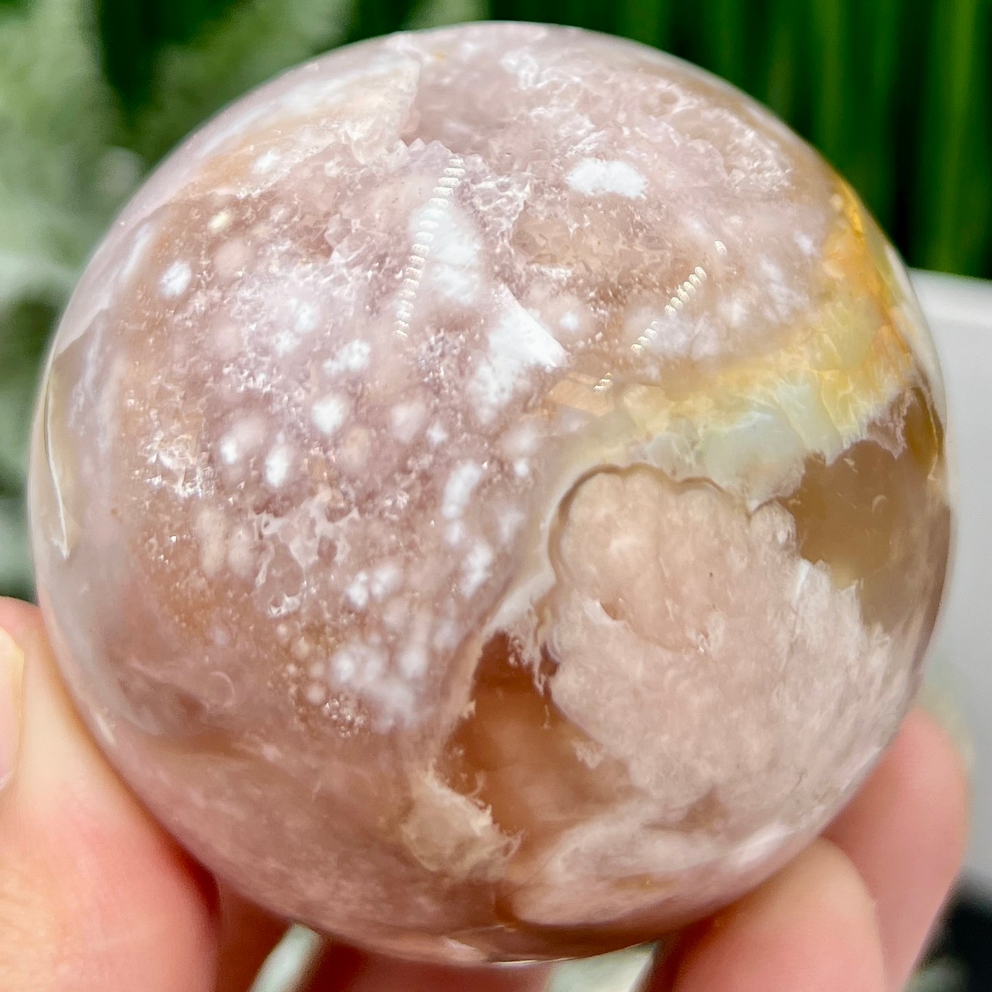 Pink Amethyst Flower Agate Sphere Crystal Ball 316g 62mm