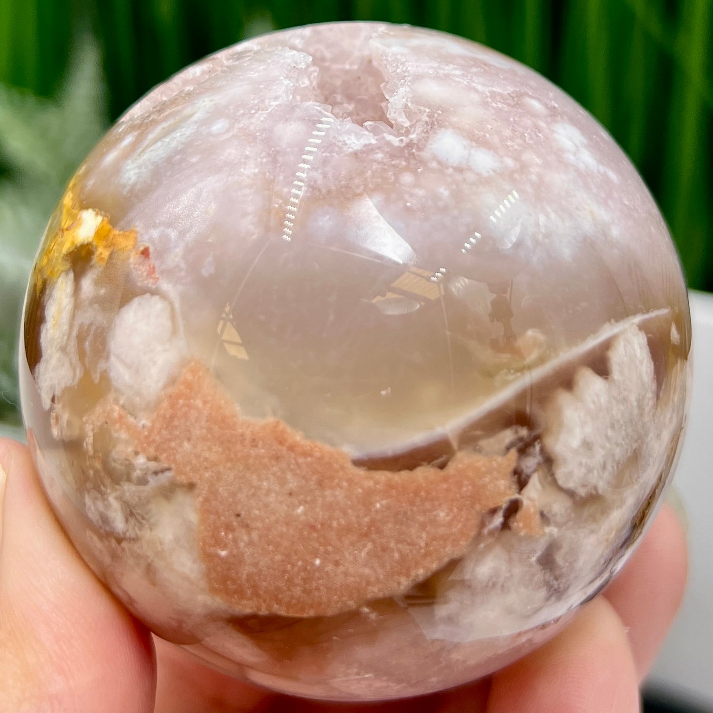 Pink Amethyst Flower Agate Sphere Crystal Ball 316g 62mm