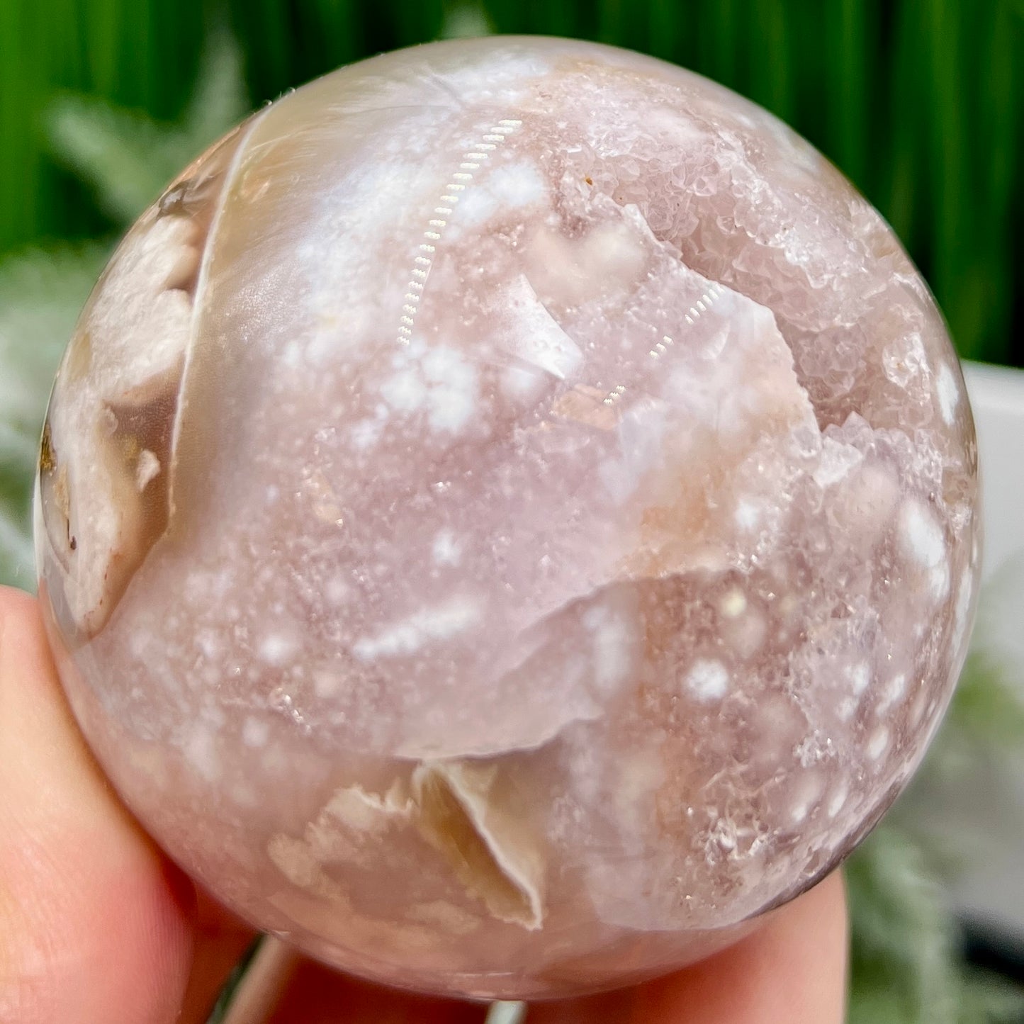 Pink Amethyst Flower Agate Sphere Crystal Ball 316g 62mm