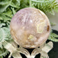 Flower Agate Purple Amethyst Quartz Sphere Crystal Ball 266g 58mm