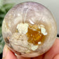 Flower Agate Purple Amethyst Quartz Sphere Crystal Ball 266g 58mm