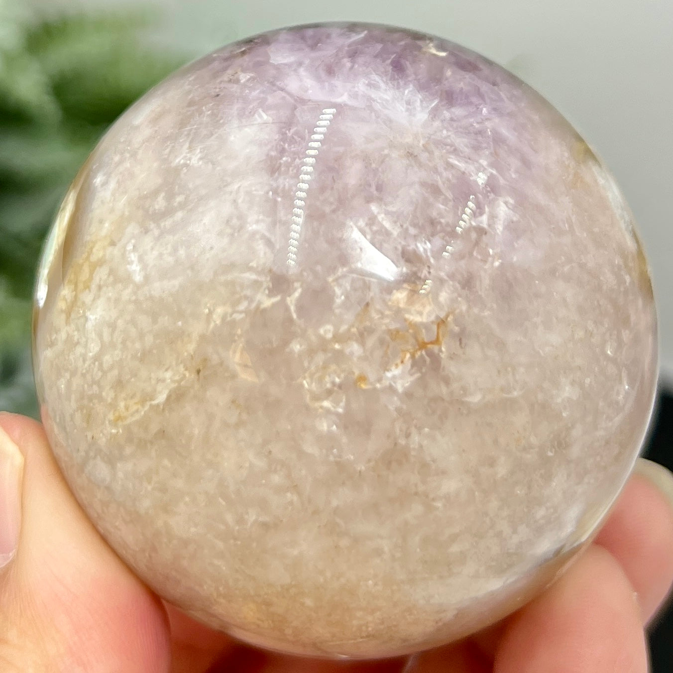 Flower Agate Purple Amethyst Quartz Sphere Crystal Ball 266g 58mm