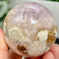 Flower Agate Purple Amethyst Quartz Sphere Crystal Ball 266g 58mm