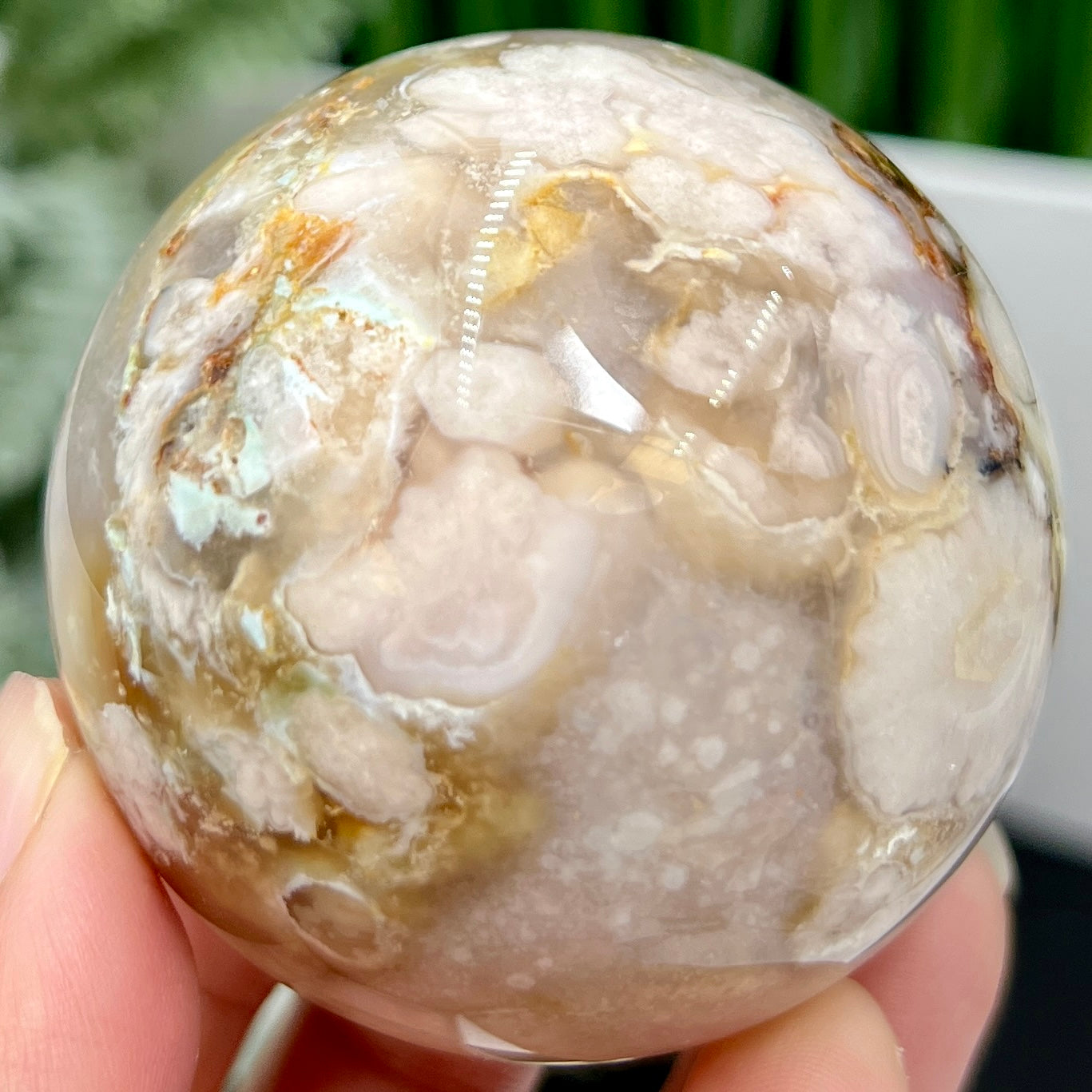 Flower Agate Purple Amethyst Quartz Sphere Crystal Ball 266g 58mm