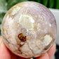 Flower Agate Purple Amethyst Quartz Sphere Crystal Ball 266g 58mm