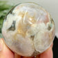 Green Pink Flower Agate Sphere Crystal Ball 286g 60mm