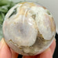 Green Pink Flower Agate Sphere Crystal Ball 286g 60mm