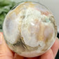 Green Pink Flower Agate Sphere Crystal Ball 286g 60mm