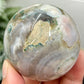 Green Pink Flower Agate Sphere Crystal Ball 286g 60mm