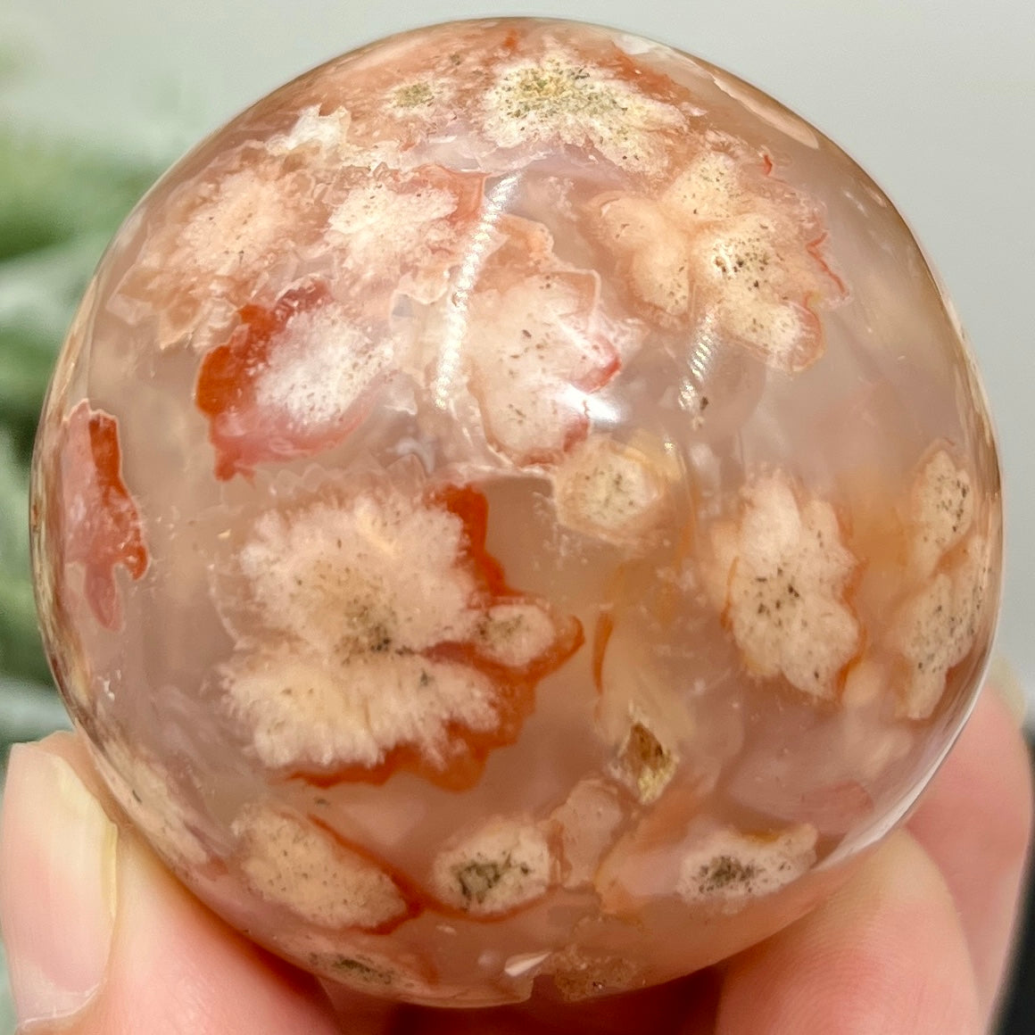 Red Flower Agate Sphere Crystal Ball 170g 51mm