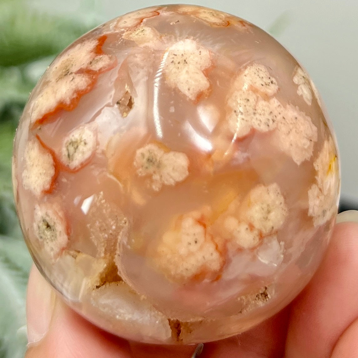 Red Flower Agate Sphere Crystal Ball 170g 51mm