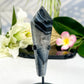 Black Agate Quartz Wand with Stand Healing Crystal Carving