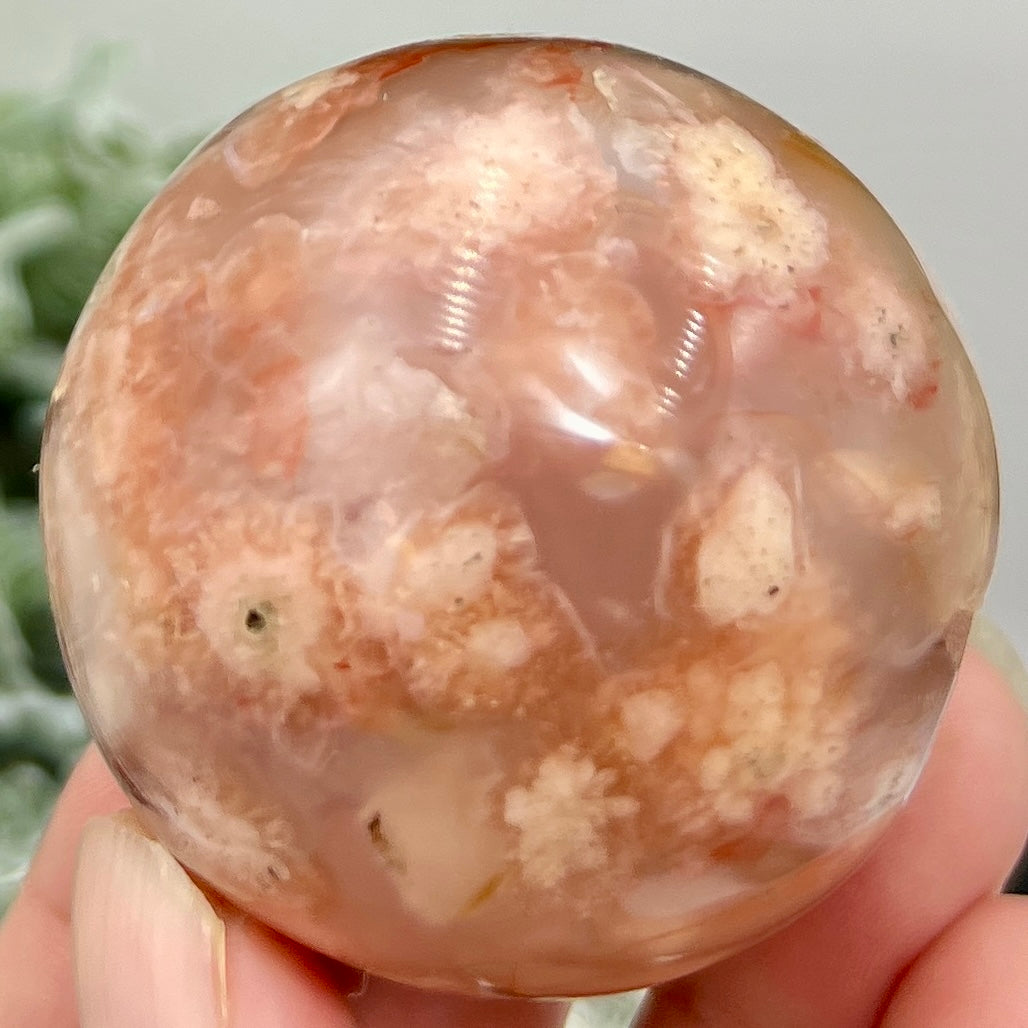 Red Flower Agate Sphere Crystal Ball 170g 51mm