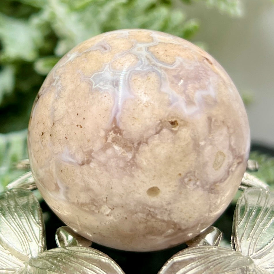 Flower Agate Sphere Crystal Ball 72g 38mm