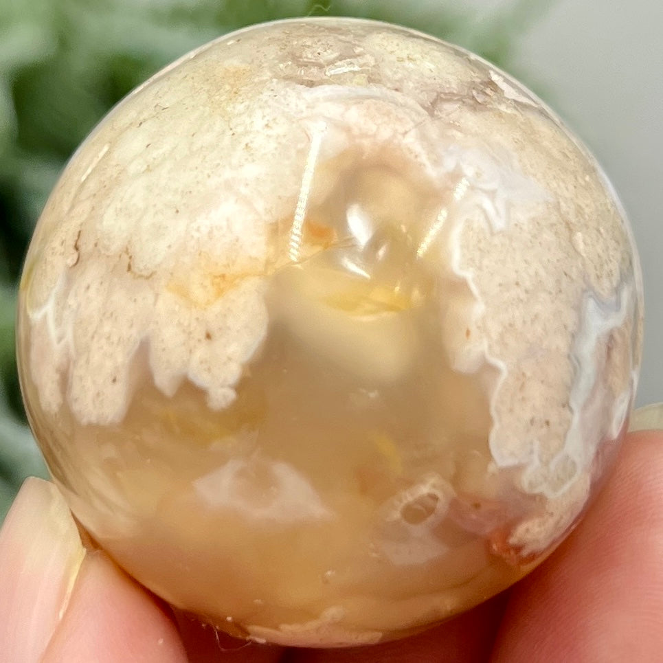 Flower Agate Sphere Crystal Ball 72g 38mm