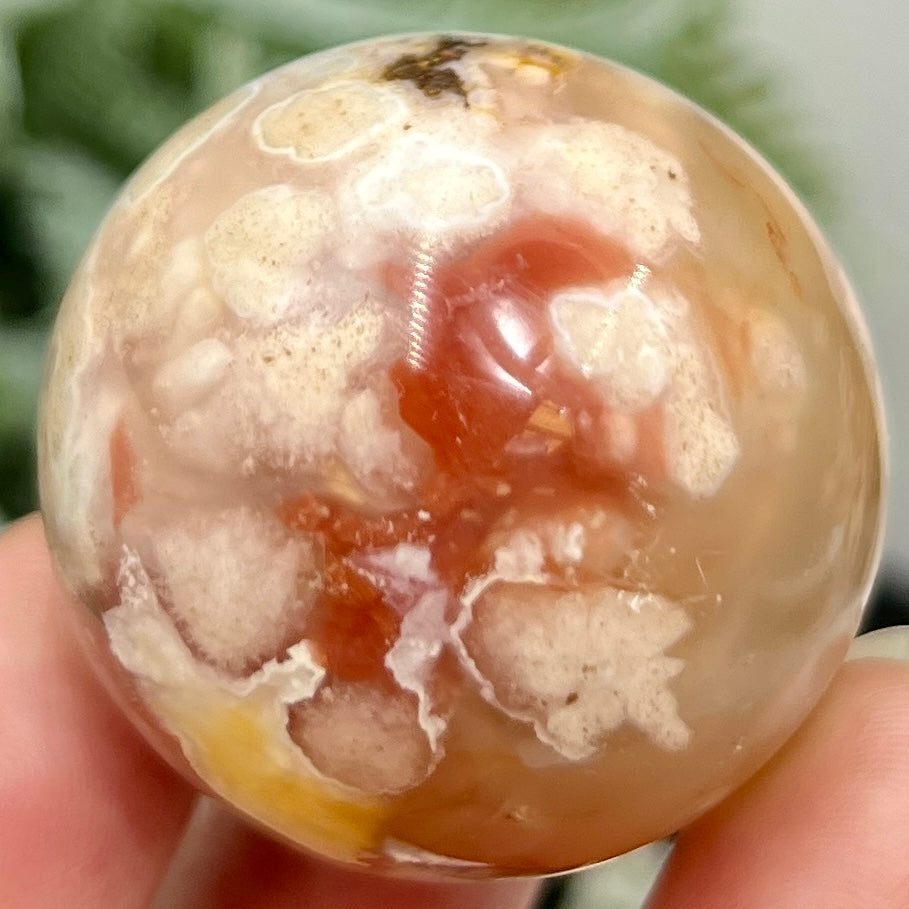 Flower Agate Sphere Crystal Ball 72g 38mm