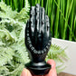 Black Obsidian Praying Hands With Rosary Beads Christian Crystal Carving 210g 106mm