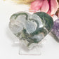 Druzy Moss Agate Heart Crystal Carving 276g