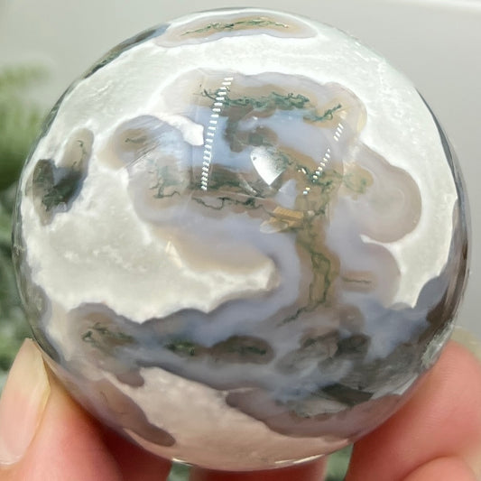 Blue Green Moss Agate Sphere High Quality Crystal Ball 200g 53mm