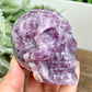 Lepidolite Purple Mica Skull Hand Crystal Carving 312g