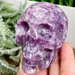 Lepidolite Purple Mica Skull Hand Crystal Carving 312g