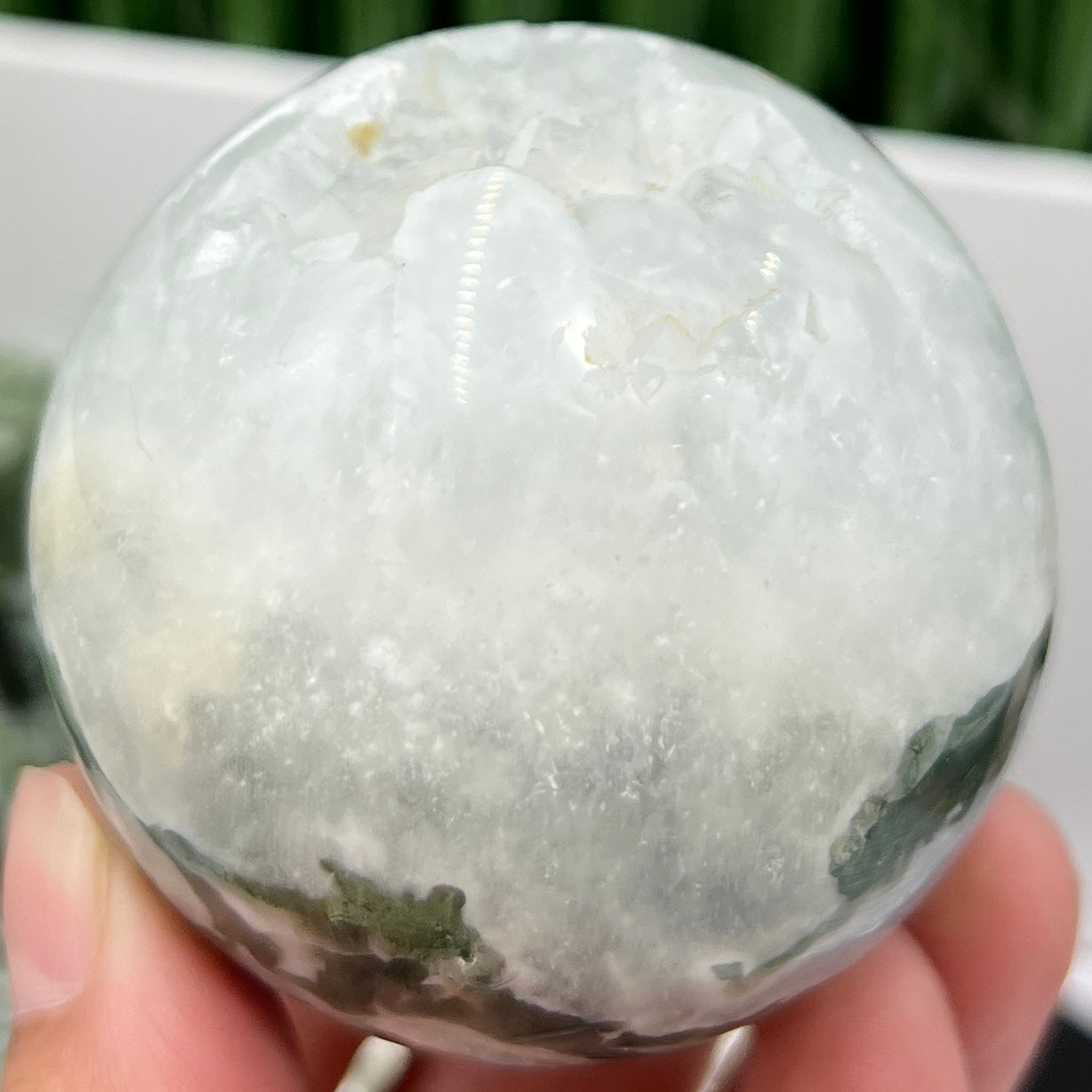 Moss Agate Sphere High Quality Crystal Ball 298g 61mm