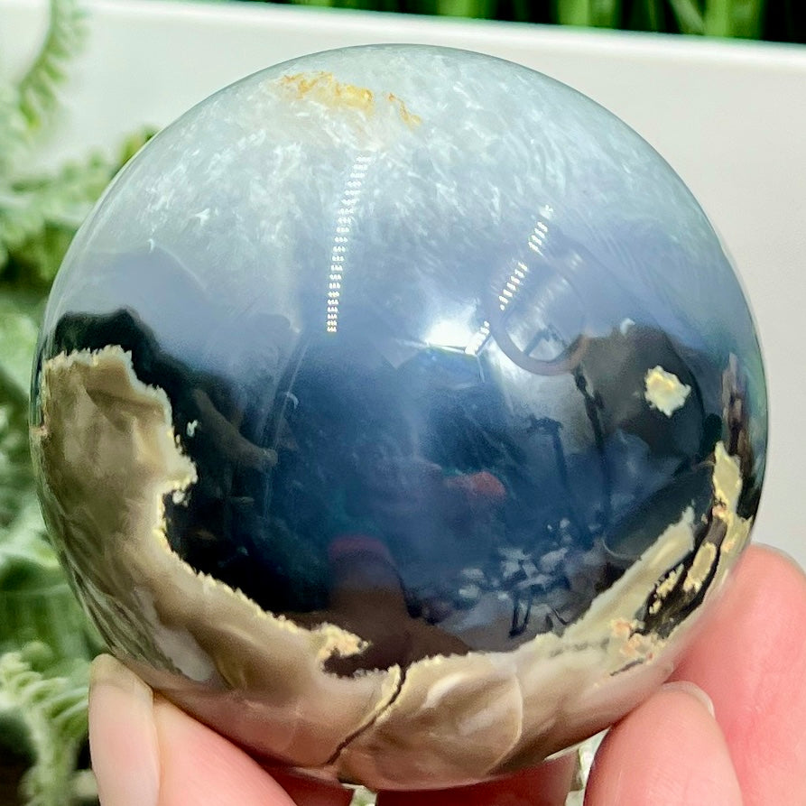 Volcanic Agate Quartz Sphere UV Reactive Healing Crystal Ball 328g 63mm