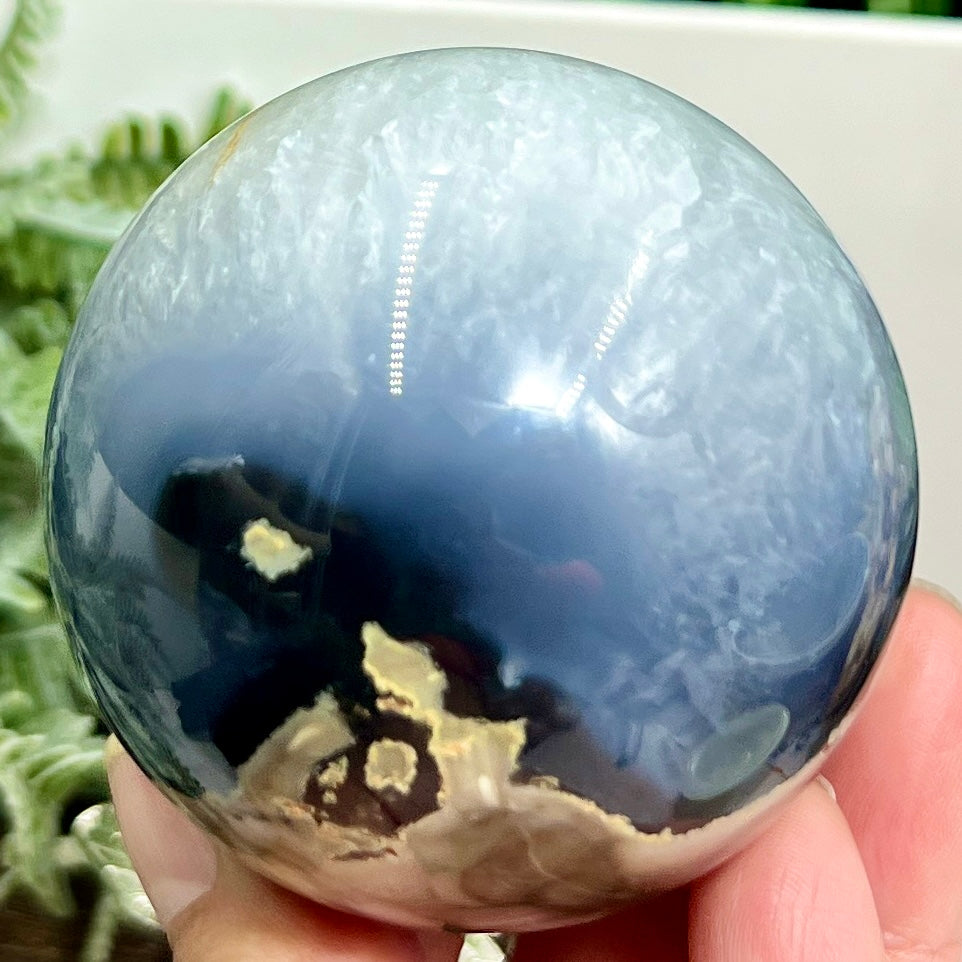 Volcanic Agate Quartz Sphere UV Reactive Healing Crystal Ball 328g 63mm