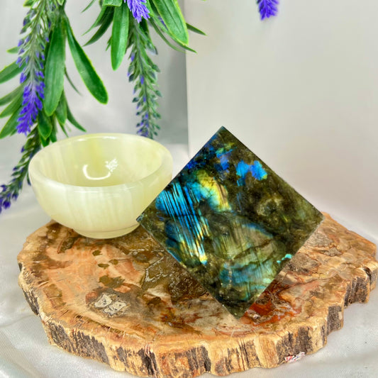 Labradorite Floating Cube Crystal Carving