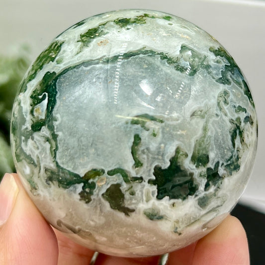 Moss Agate Sphere High Quality Crystal Ball 300g 61mm