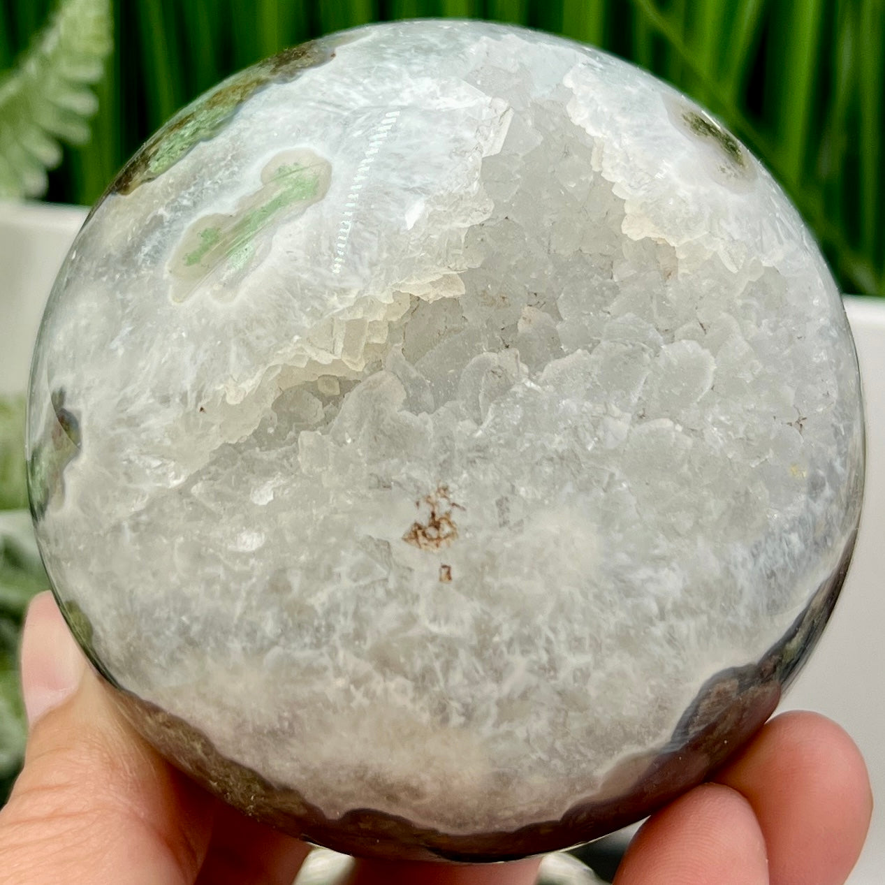 Red Green Moss Agate Quartz Large Sphere High Quality Crystal Ball 600g 77mm