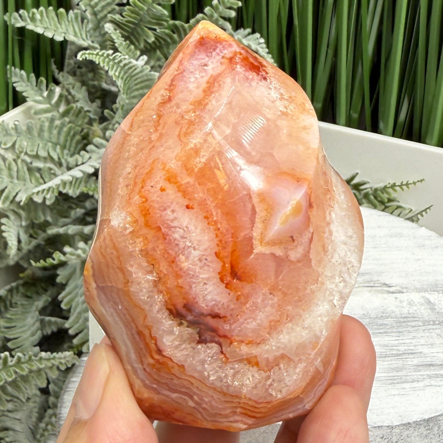 Carnelian Flame Stone of Endurance Motivation Healing Crystal Carving 214g