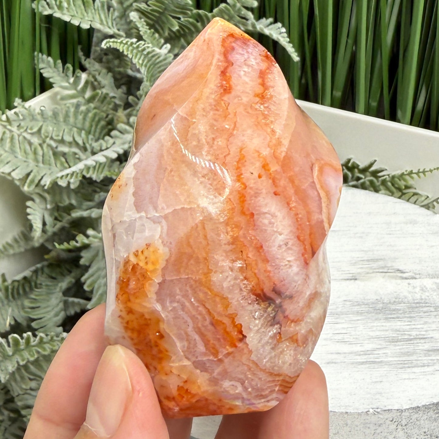 Carnelian Flame Stone of Endurance Motivation Healing Crystal Carving 214g